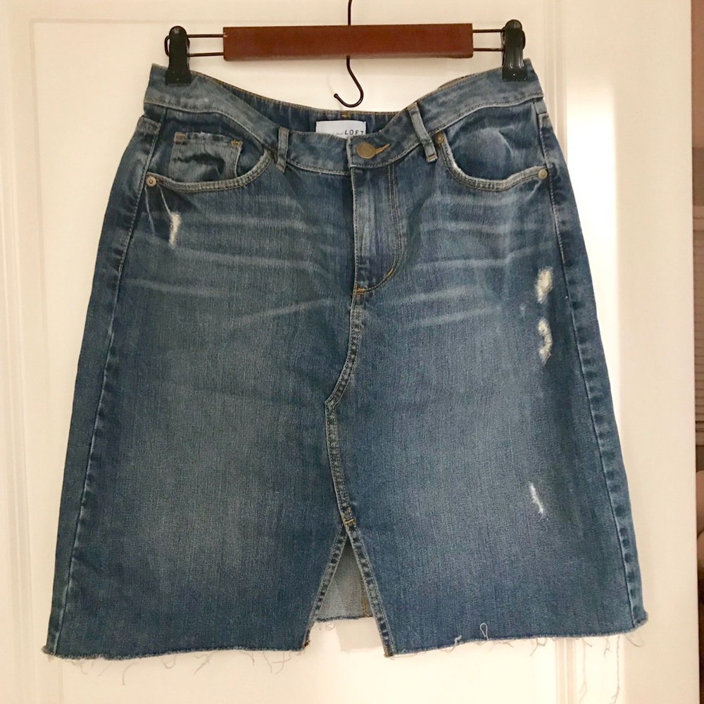 LOFT Denim Skirt With Front Slit - Size 6